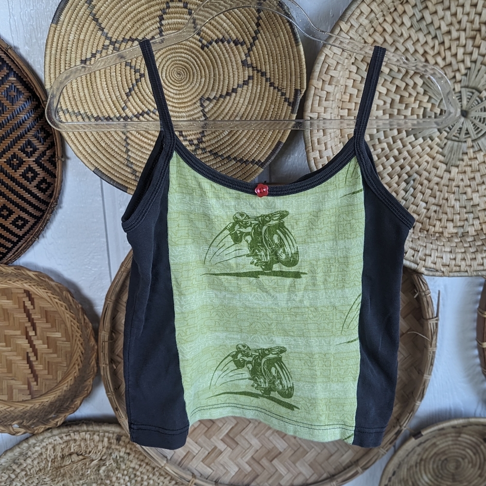 Vintage 90s Harley-Davidson Motorcycles Tank Top Cropped Lime Y2K Biker